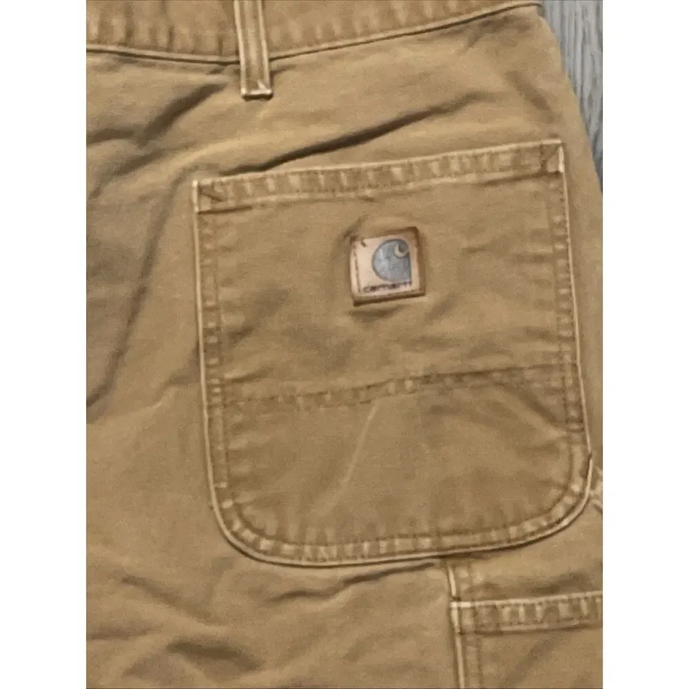 Carhartt Pants Mens 42x32* Tan Canvas Carpenter Loose Hammer Loop Workwear